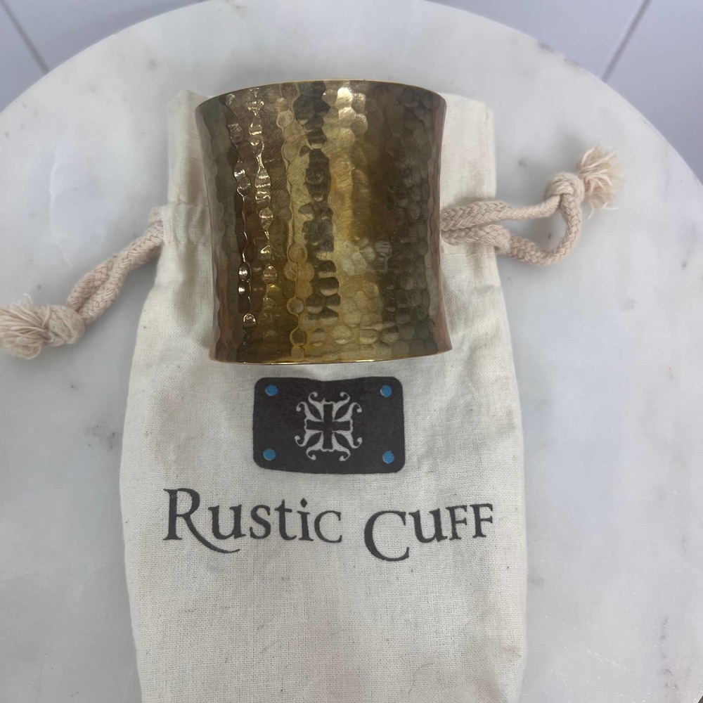 Rustic Cuff Copper Hammered Cuff Bracelet with‎ Dust Bag